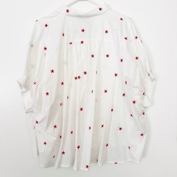Talulah White Red Star Oversized Button Down Shirt Small NWT - Picture 5 of 9